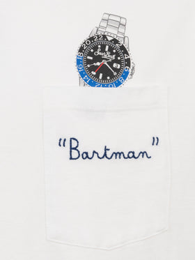 Weißes Baumwoll-T-Shirt für Herren Connor mit Bartman-Stickerei