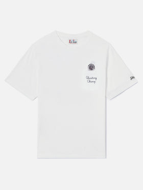T-shirt en coton Connor blanc avec imprimé montre et broderie Ghosting Champ 