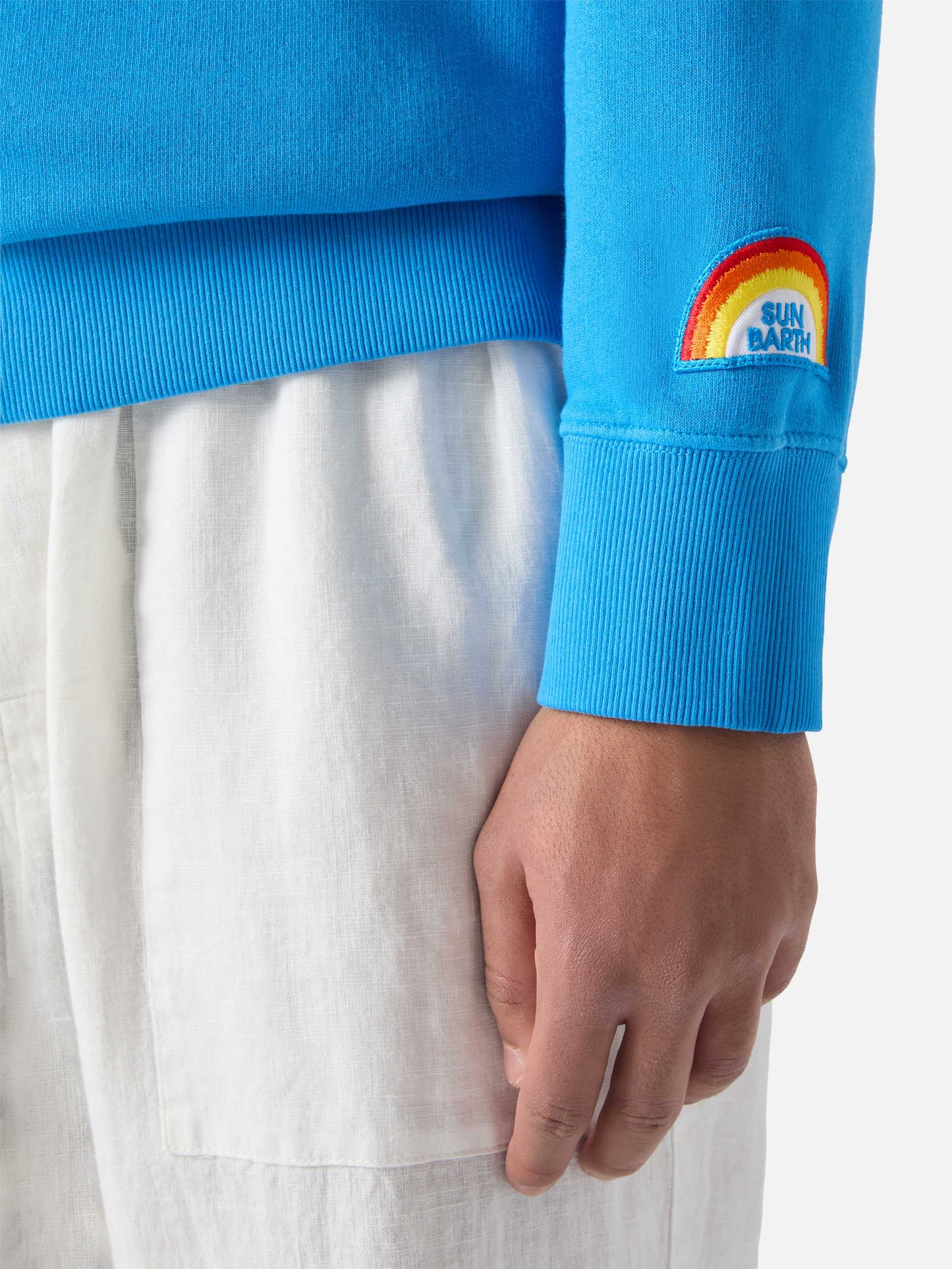 Herren-Sweatshirt aus Baumwollfleece Cooper mit Rundhalsausschnitt und Stickerei