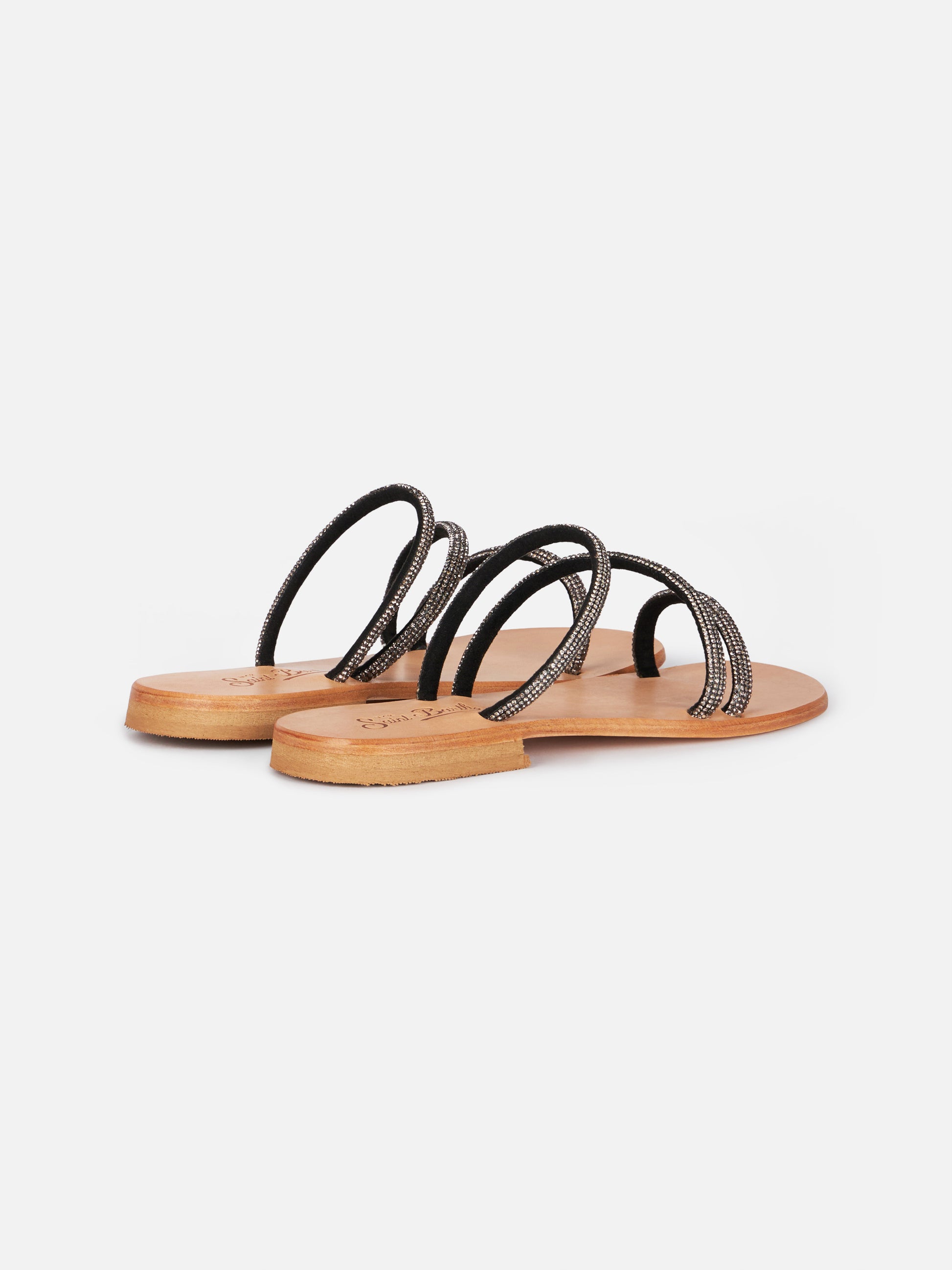 Flat sandals Cora with black rhinestones - MC2 Saint Barth