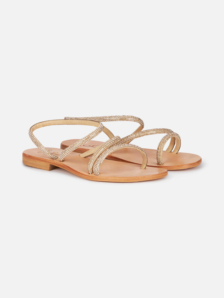 Flat sandals Cora with gold rhinestones - MC2 Saint Barth