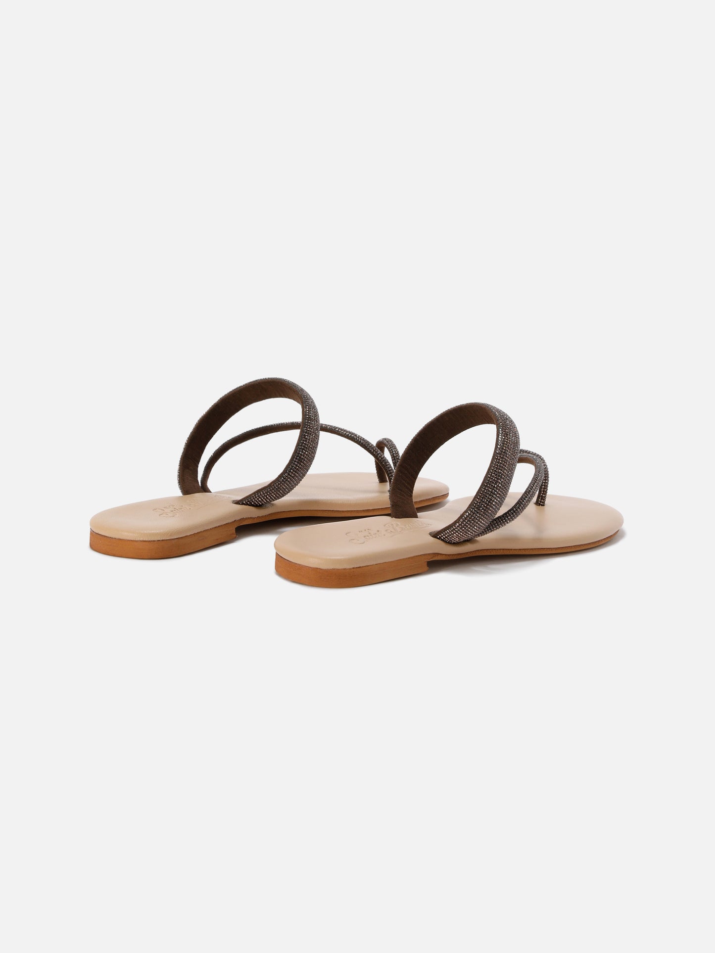 Cora Ring Sandal with brown rhinestones