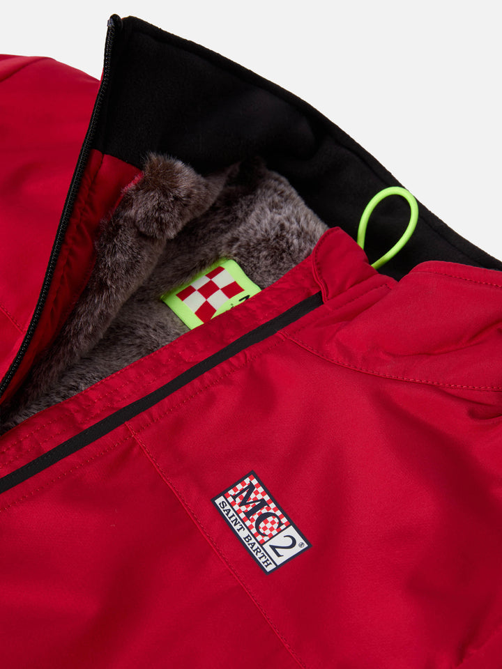 Red bomber jacket Country Jr with furry lining