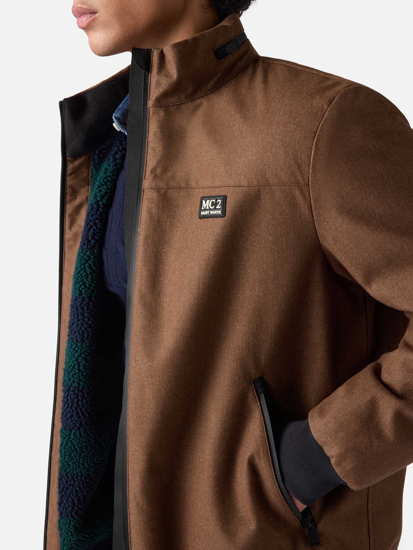 Wollige braune Bomberjacke Country mit Teddyfutter