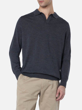 Man charcoal merino wool polo Covent - MC2 Saint Barth