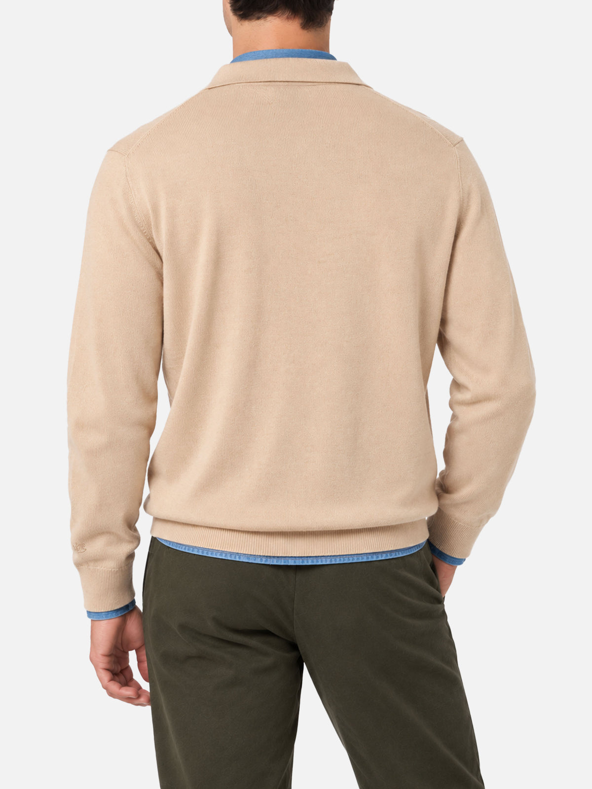 Beige Covent Light merino wool polo sweater