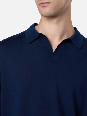 Man navy blue merino wool polo Covent - MC2 Saint Barth