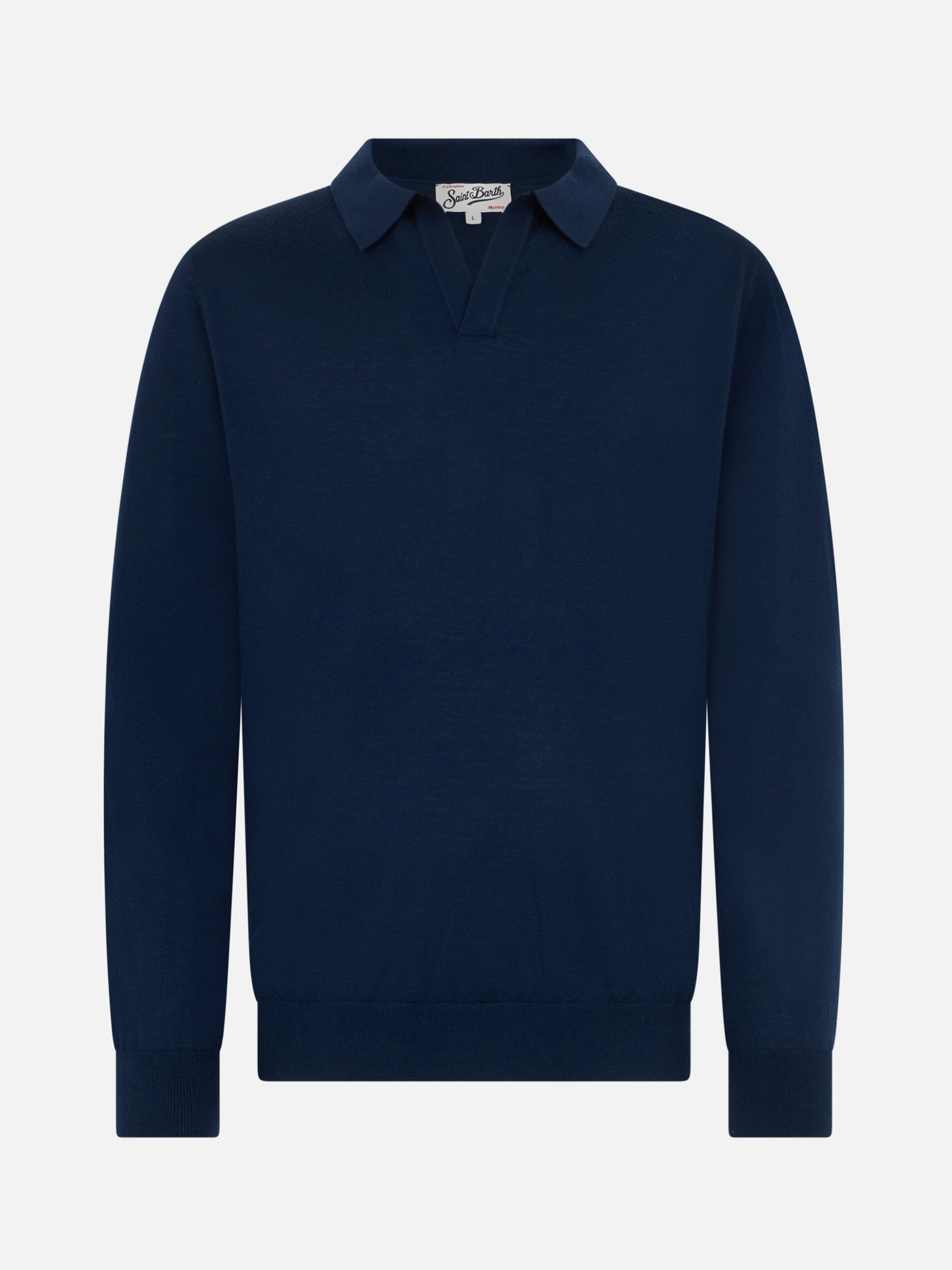 Man navy blue merino wool polo Covent - MC2 Saint Barth