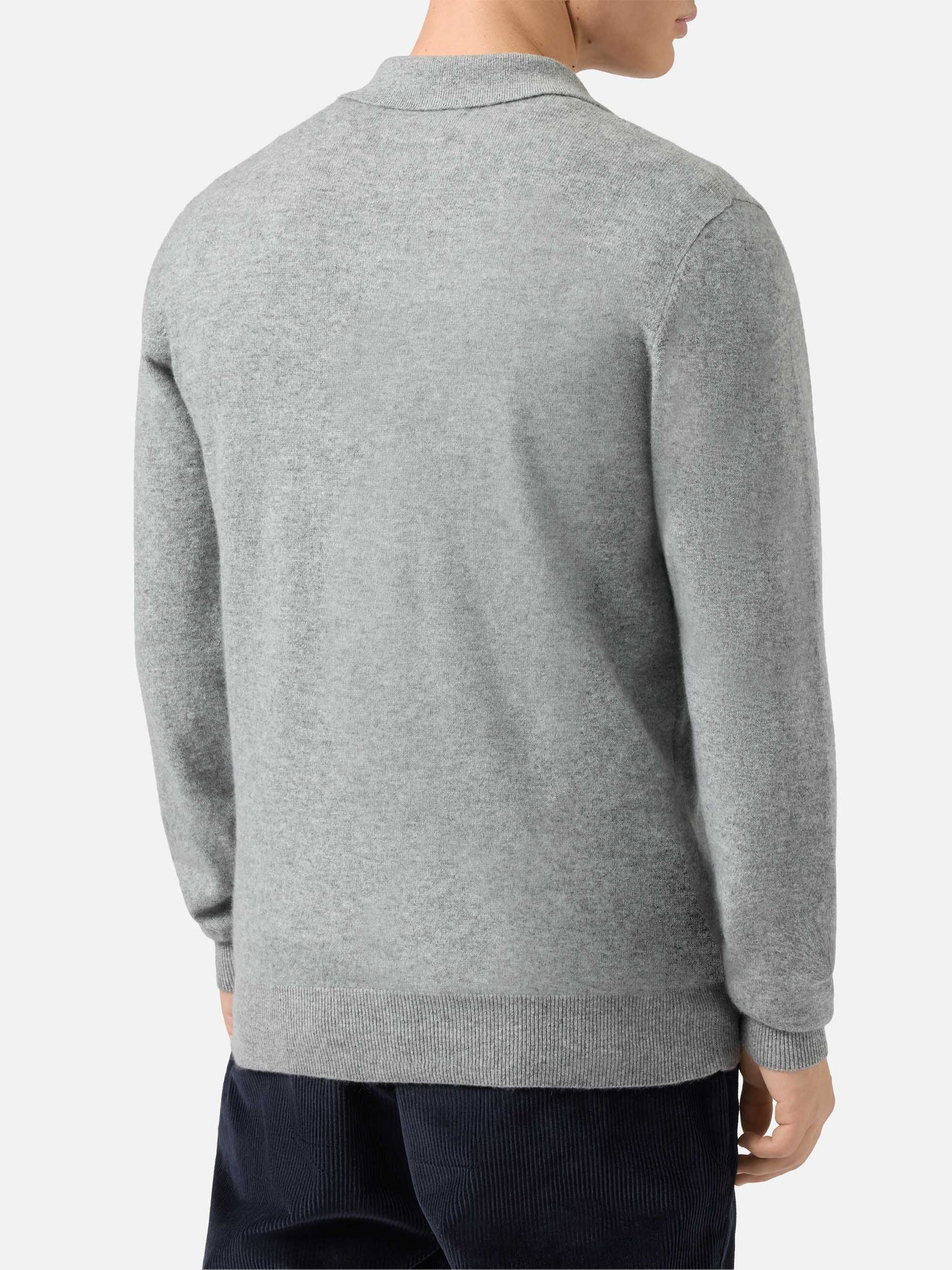 Covent cashmere knit polo in melange grey