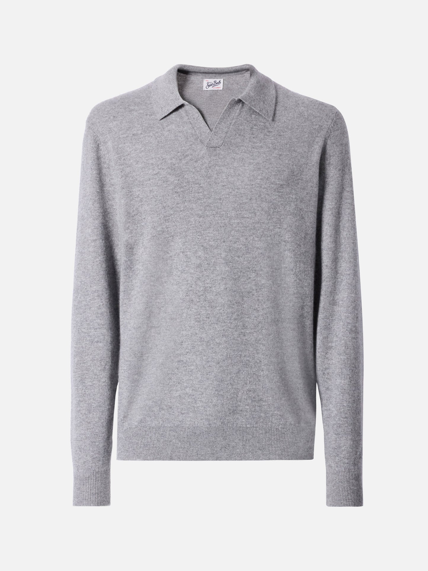 Covent cashmere knit polo in melange grey