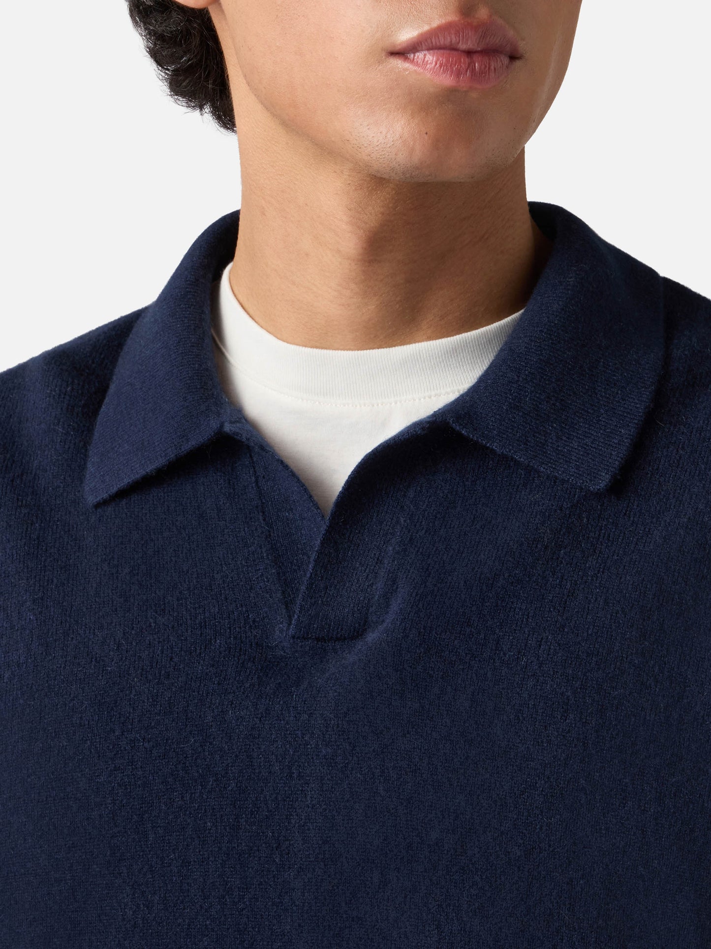 Polo in maglia di cashmere Covent blu notte