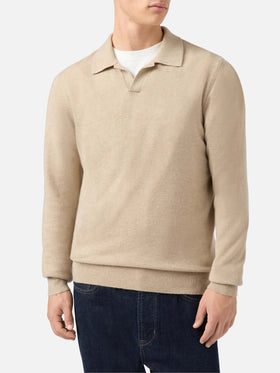 Covent cashmere knit polo in beige