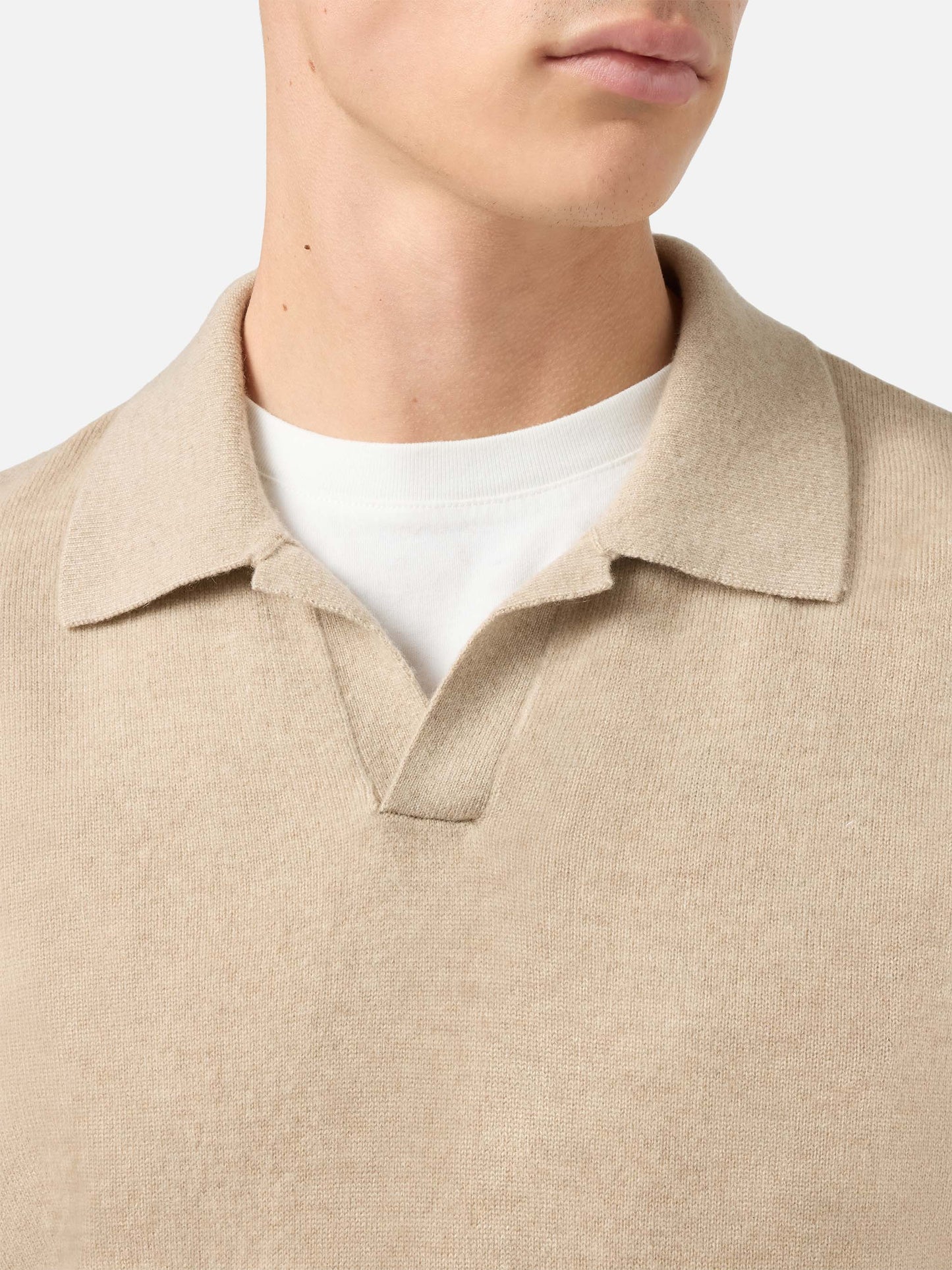 Covent cashmere knit polo in beige