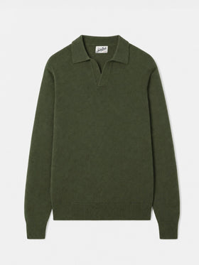 Polo en maille de pure laine vert militaire Covent 