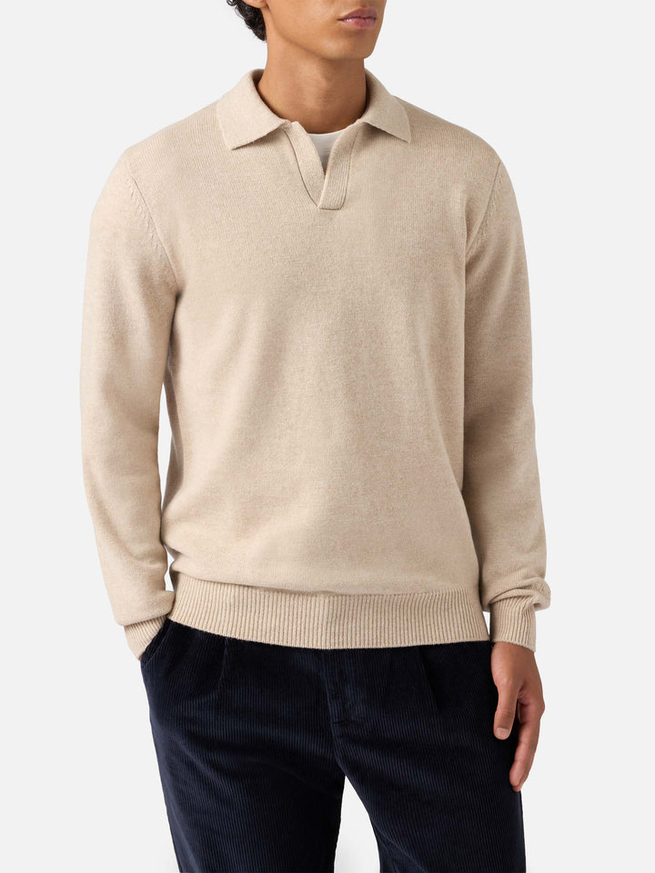 Beige wool knit polo Covent