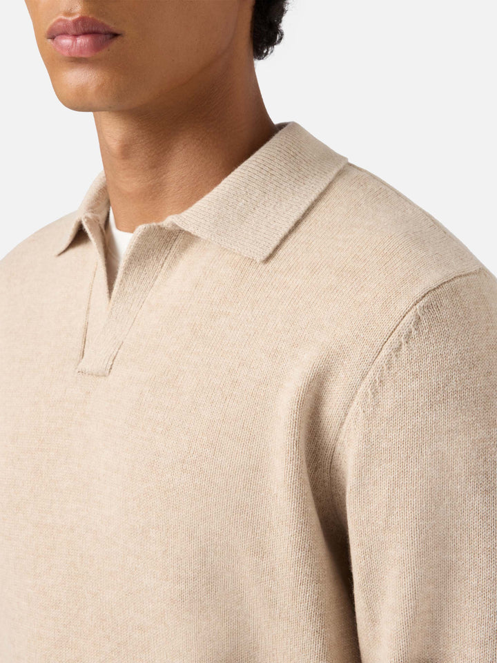 Beige wool knit polo Covent