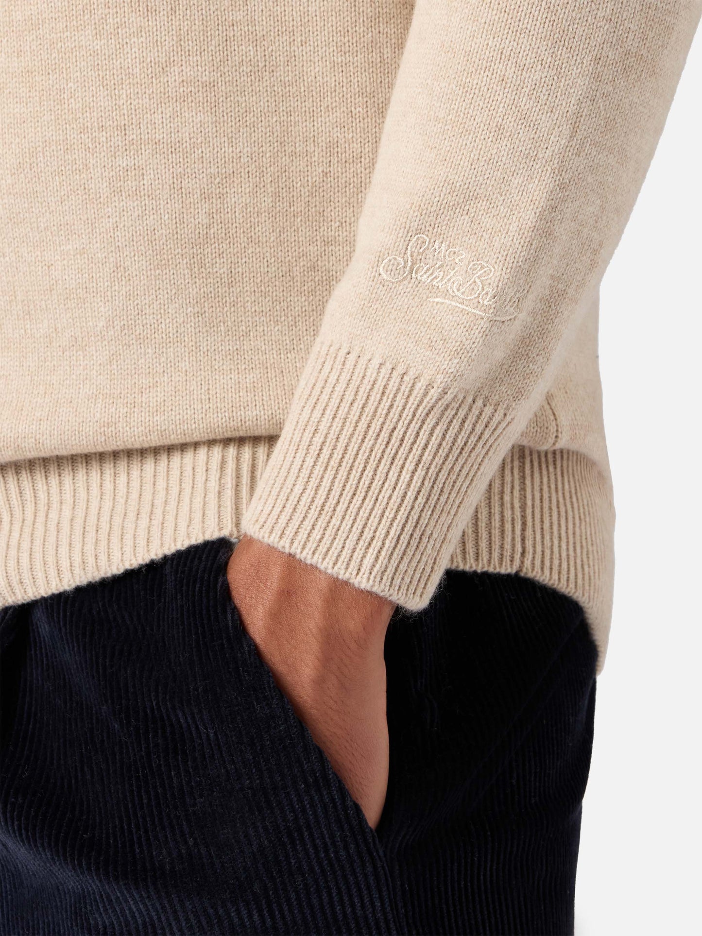 Beige wool knit polo Covent