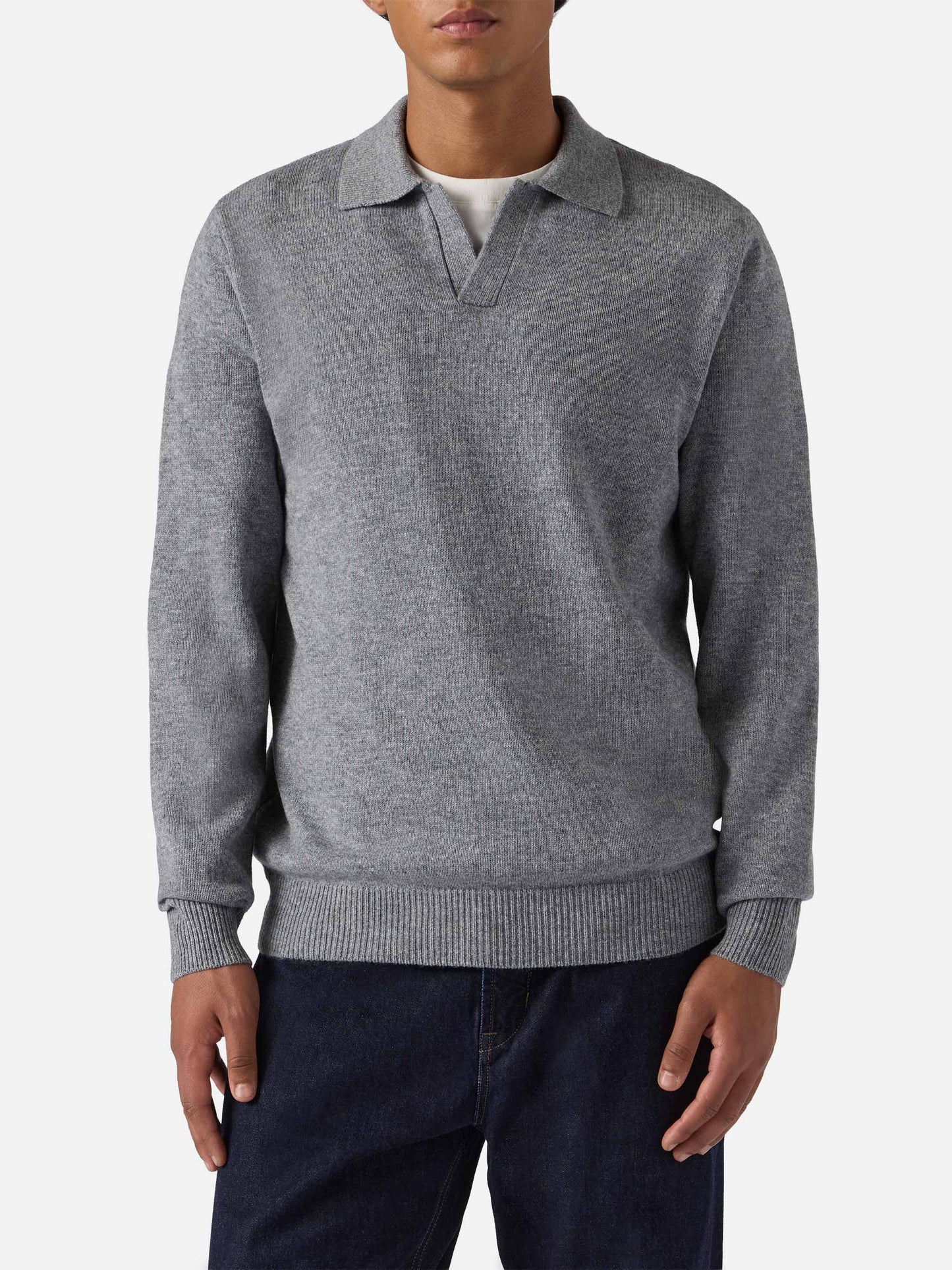 Polo in maglia Covent in lana grigio melange
