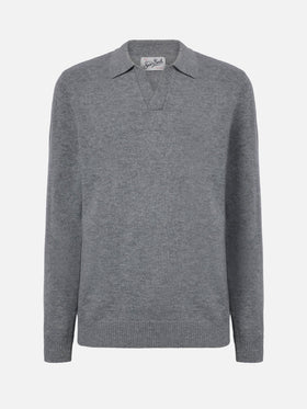 Polo in maglia Covent in lana grigio melange