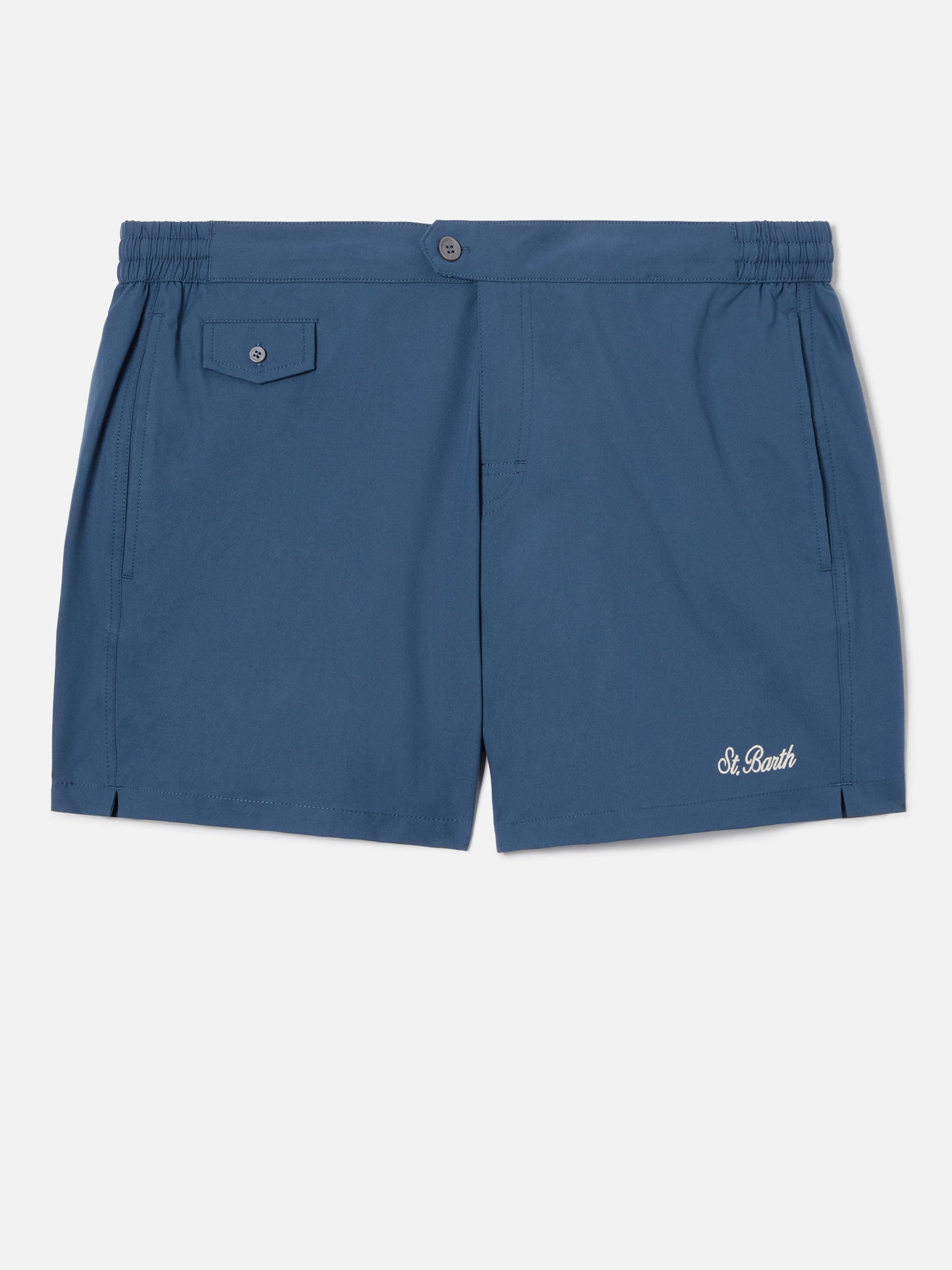 Capferrat swim shorts in solid navy blue with embroidered logo