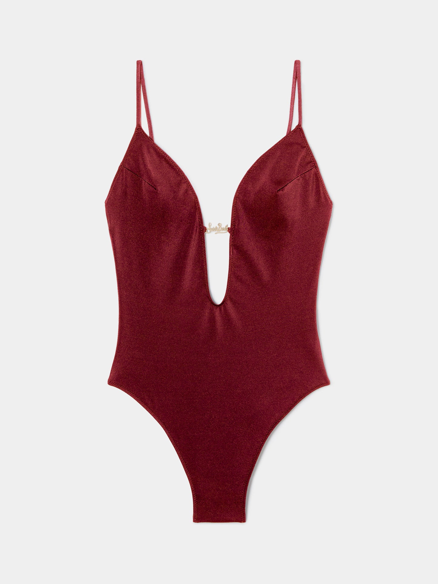 Maillot de bain une-pièce Crunchy en bordeaux glossy finish avec charms 