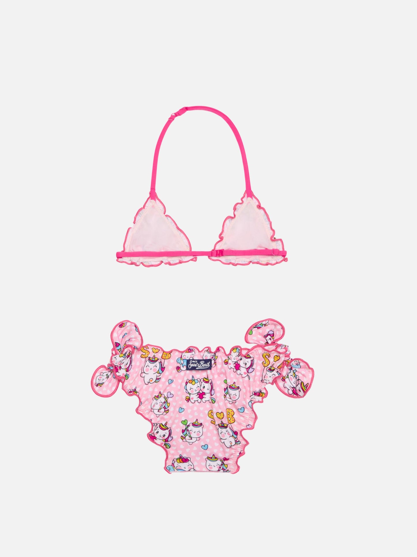 Girl triangle bikini with unicorn print