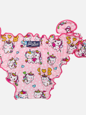 Girl triangle bikini with unicorn print