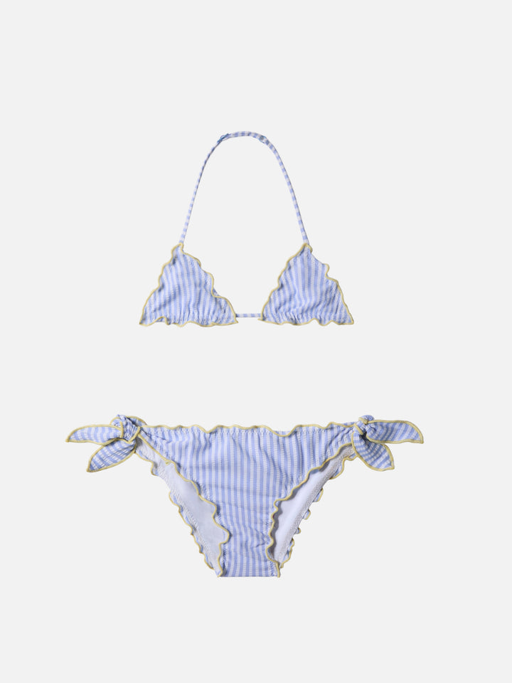 Cris seersucker triangle bikini with striped print