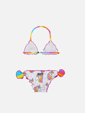 Bikini a triangolo classico Cris con stampa unicorni