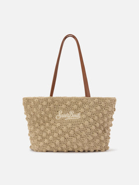Bolso tote mediano de crochet con logo bordado 