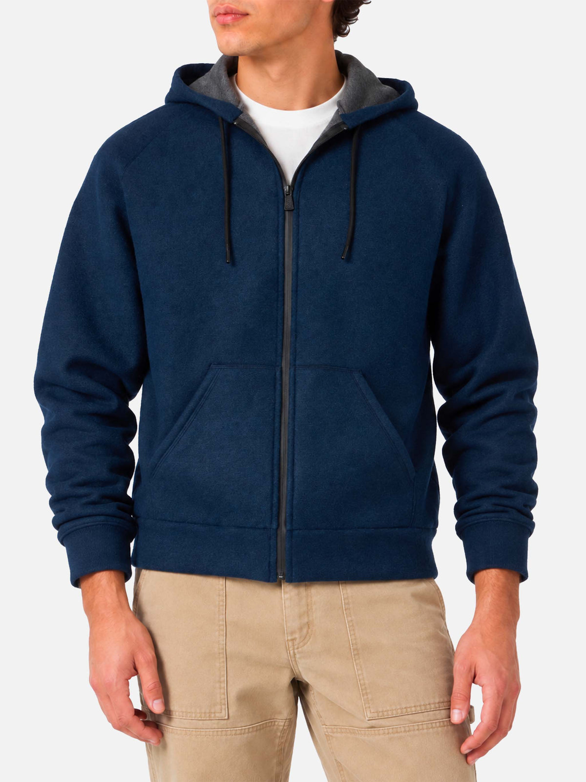 Sweatshirt aus technischem Carrel-Gewebe in einfarbigem Navyblau 