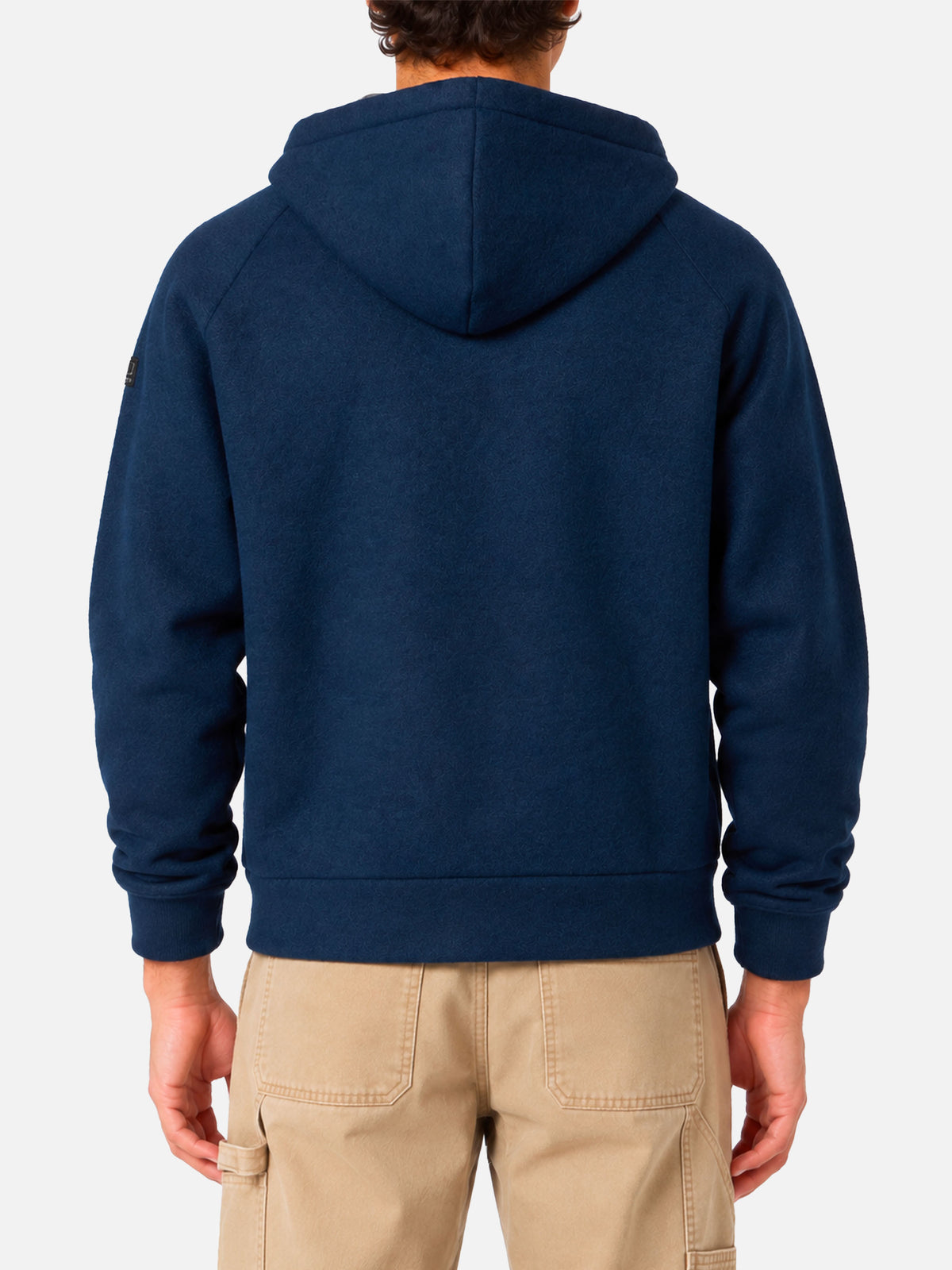 Sweatshirt aus technischem Carrel-Gewebe in einfarbigem Navyblau 