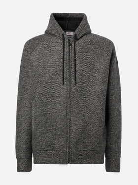 Carrell Wool herringbone jacket with zip and hood