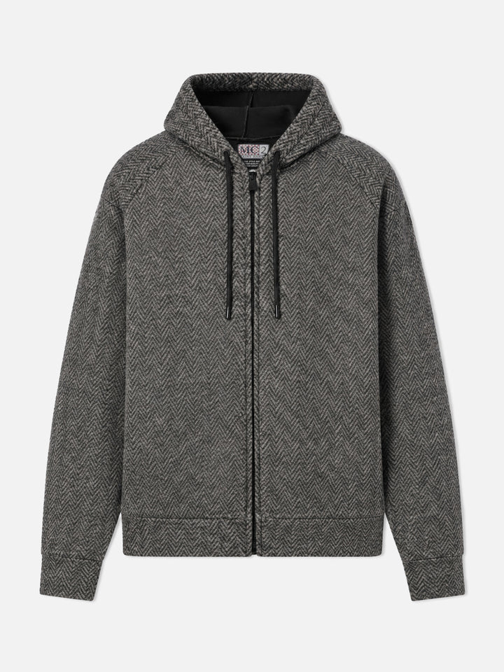 Veste Carrell en laine à chevrons avec zip et capuche 