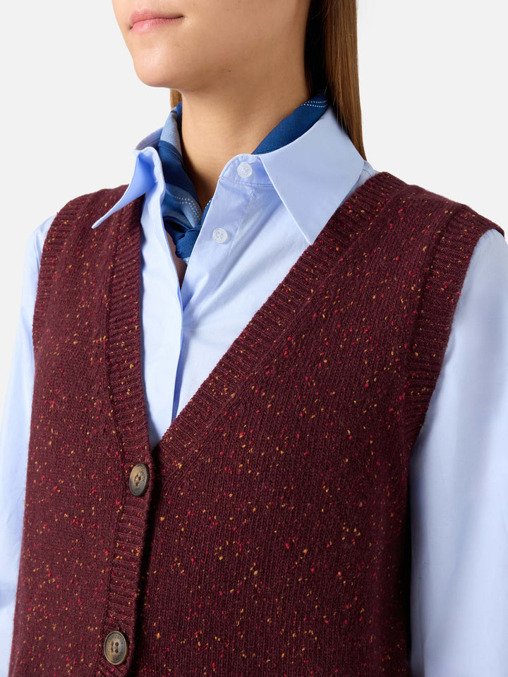 Aubergine Carette Donegal knit wool blend vest