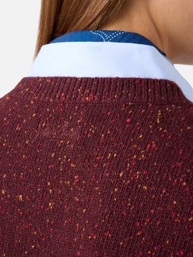 Gilet en maille mélangée laine Donegal Aubergine Carette 