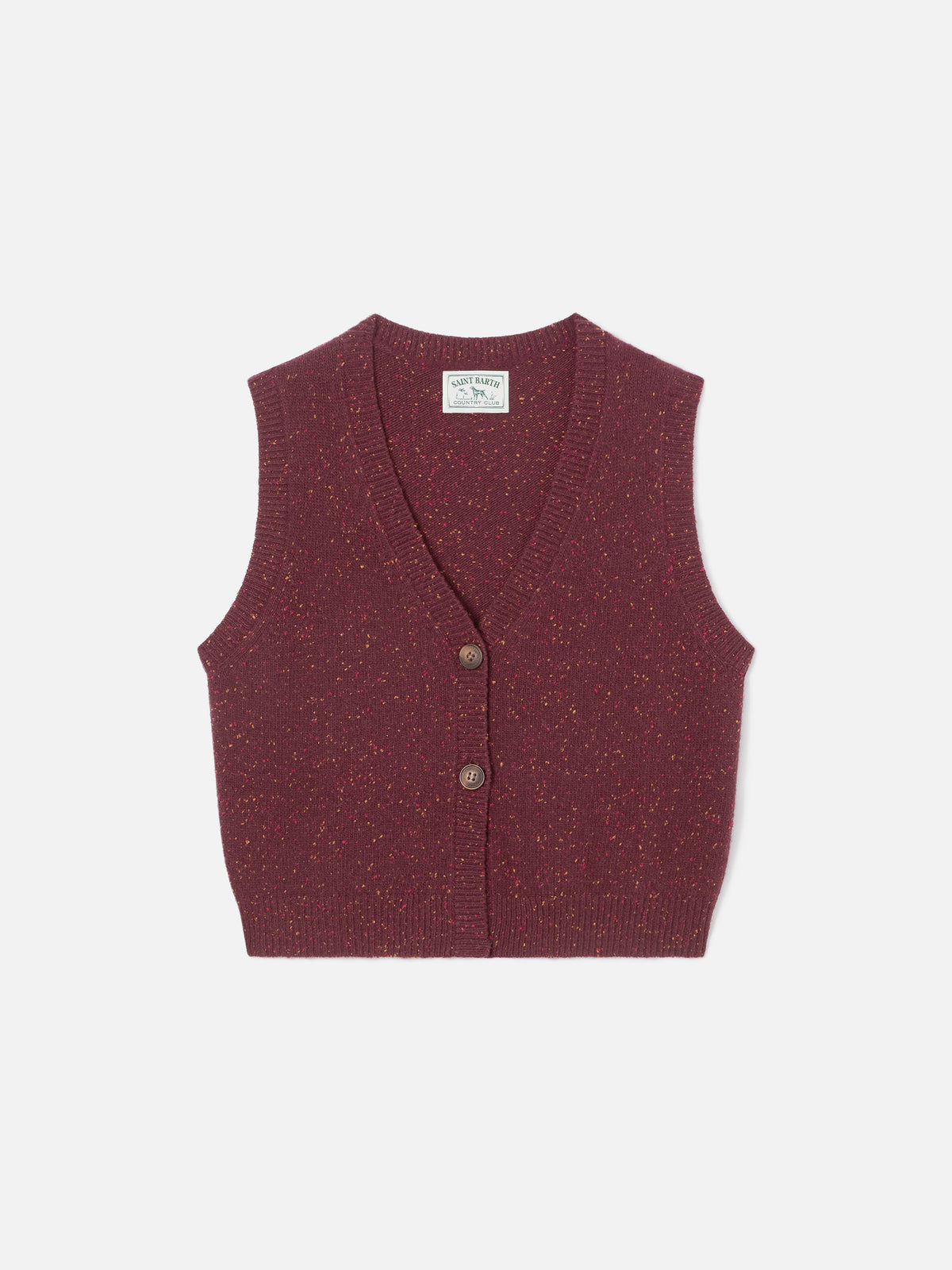 Aubergine Carette Donegal knit wool blend vest