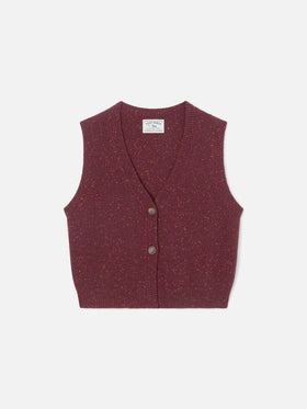 Aubergine Carette Donegal knit wool blend vest