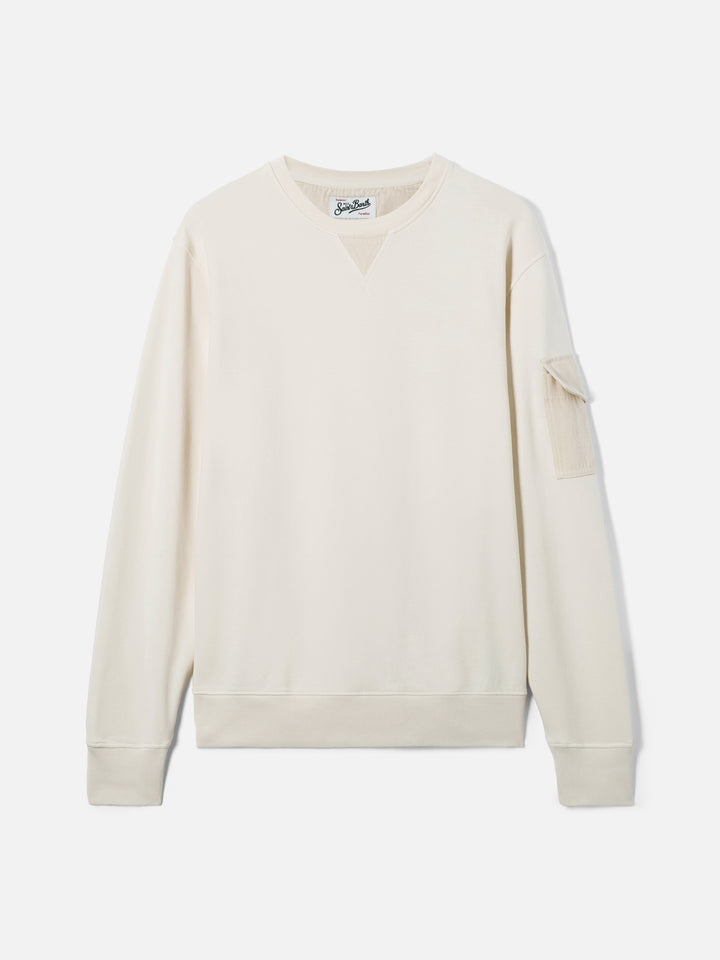 Sweat-shirt en polaire Chester Cream avec poche sur la manche 