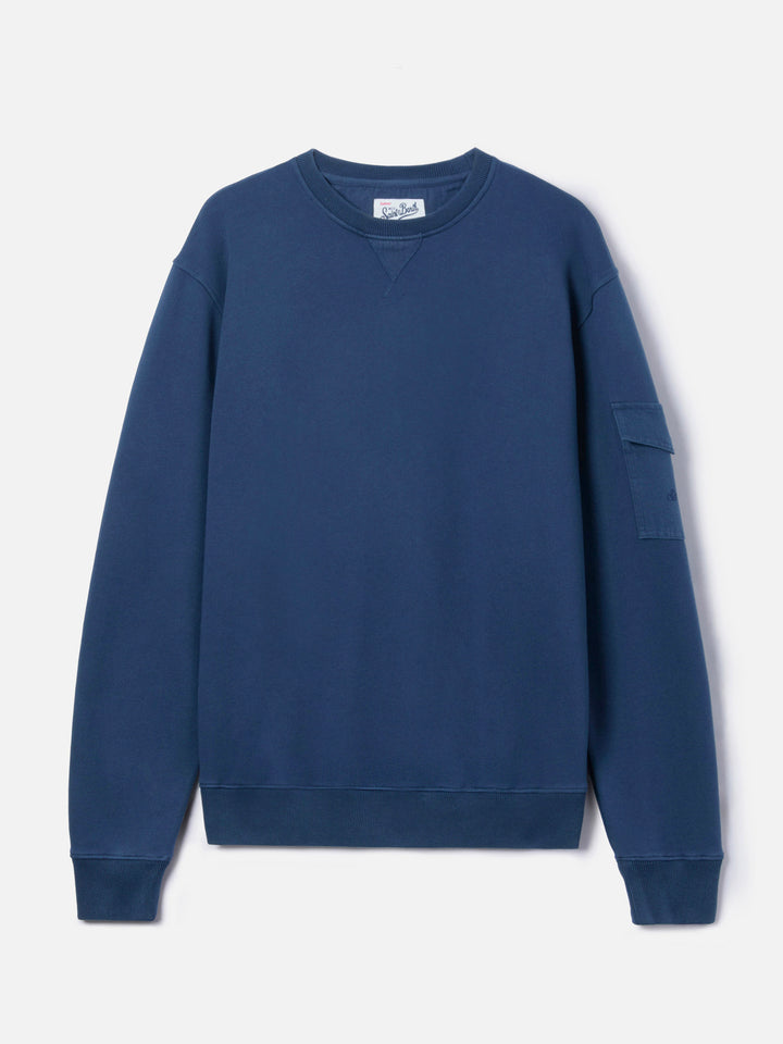 Sweat-shirt Chester en polaire bleu marine avec poche sur la manche 
