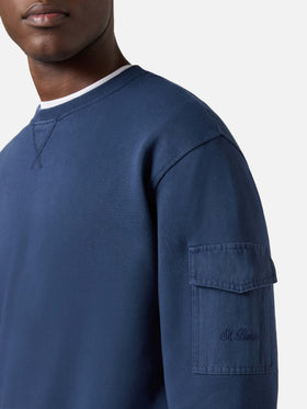 Felpa Chester in felpa blu navy con tasca applicata