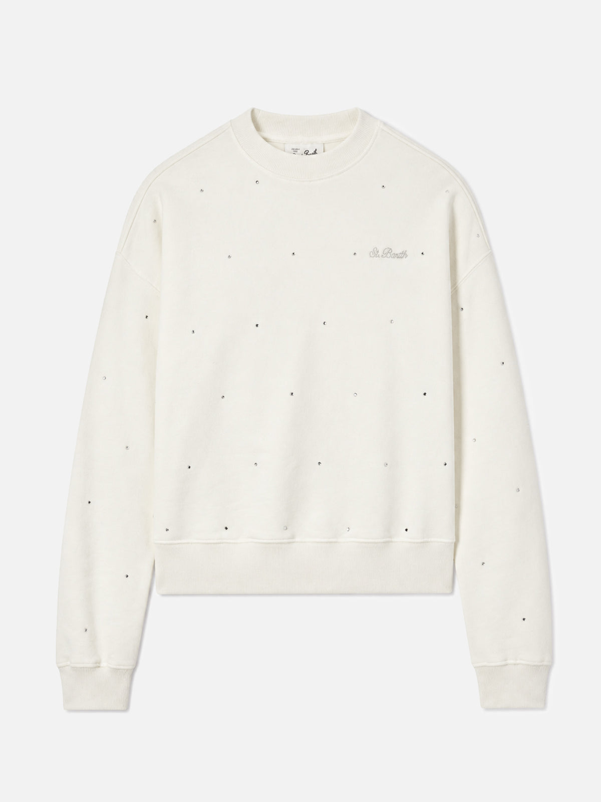 Sudadera Casey de algodón blanco con aplicación de strass 