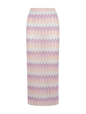 Caytlin long raschel skirt with pastel chevron pattern - MC2 Saint Barth