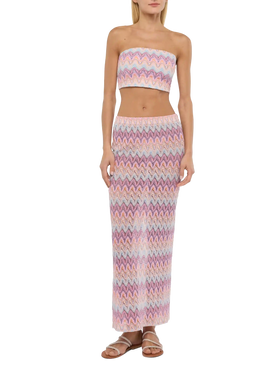 Caytlin long raschel skirt with pastel chevron pattern - MC2 Saint Barth