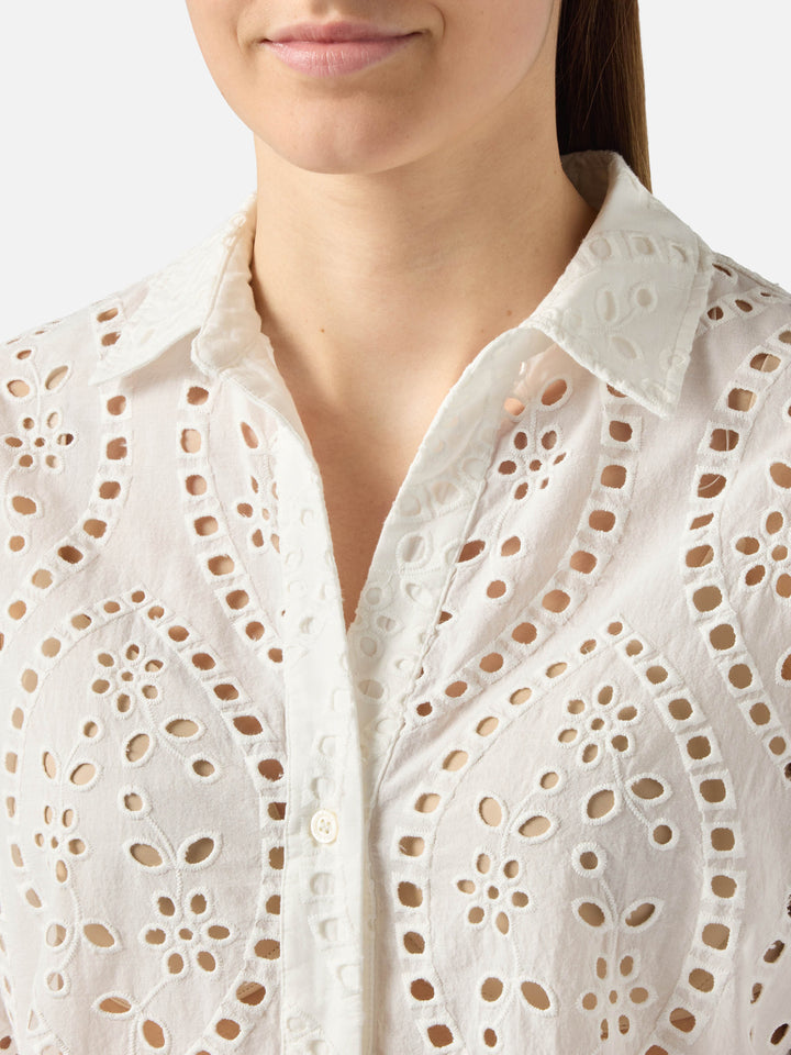 Camicia Cristal in cotone sangallo bianco