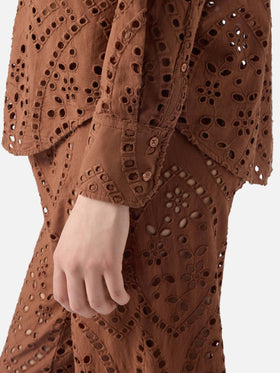 Brown broderie anglaise cotton Cristal shirt