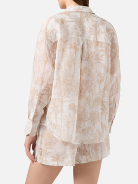 Cristal ramie shirt with beige toile de jouy print