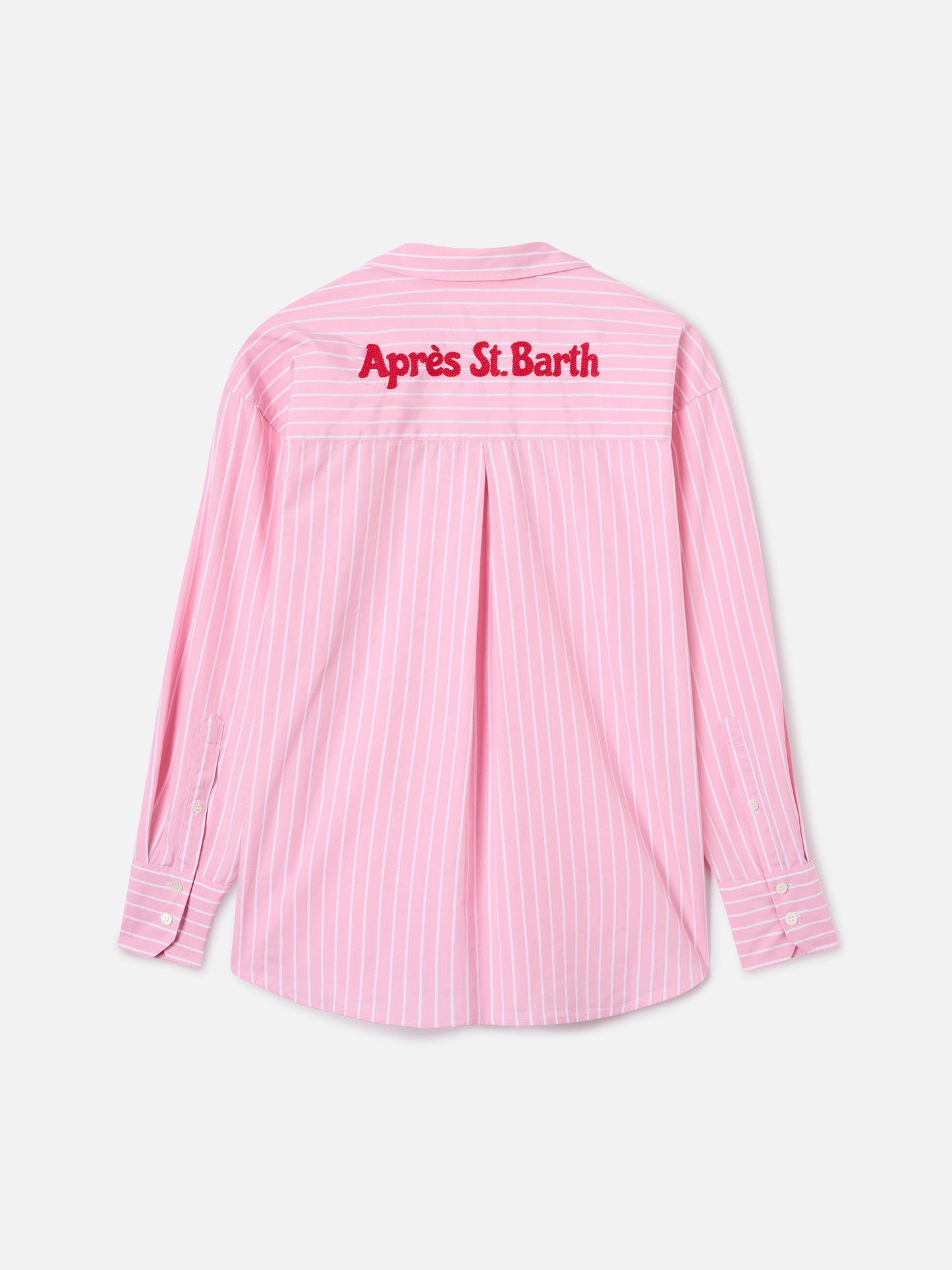Pink striped cotton Cristal shirt with Après St. Barth embroidery
