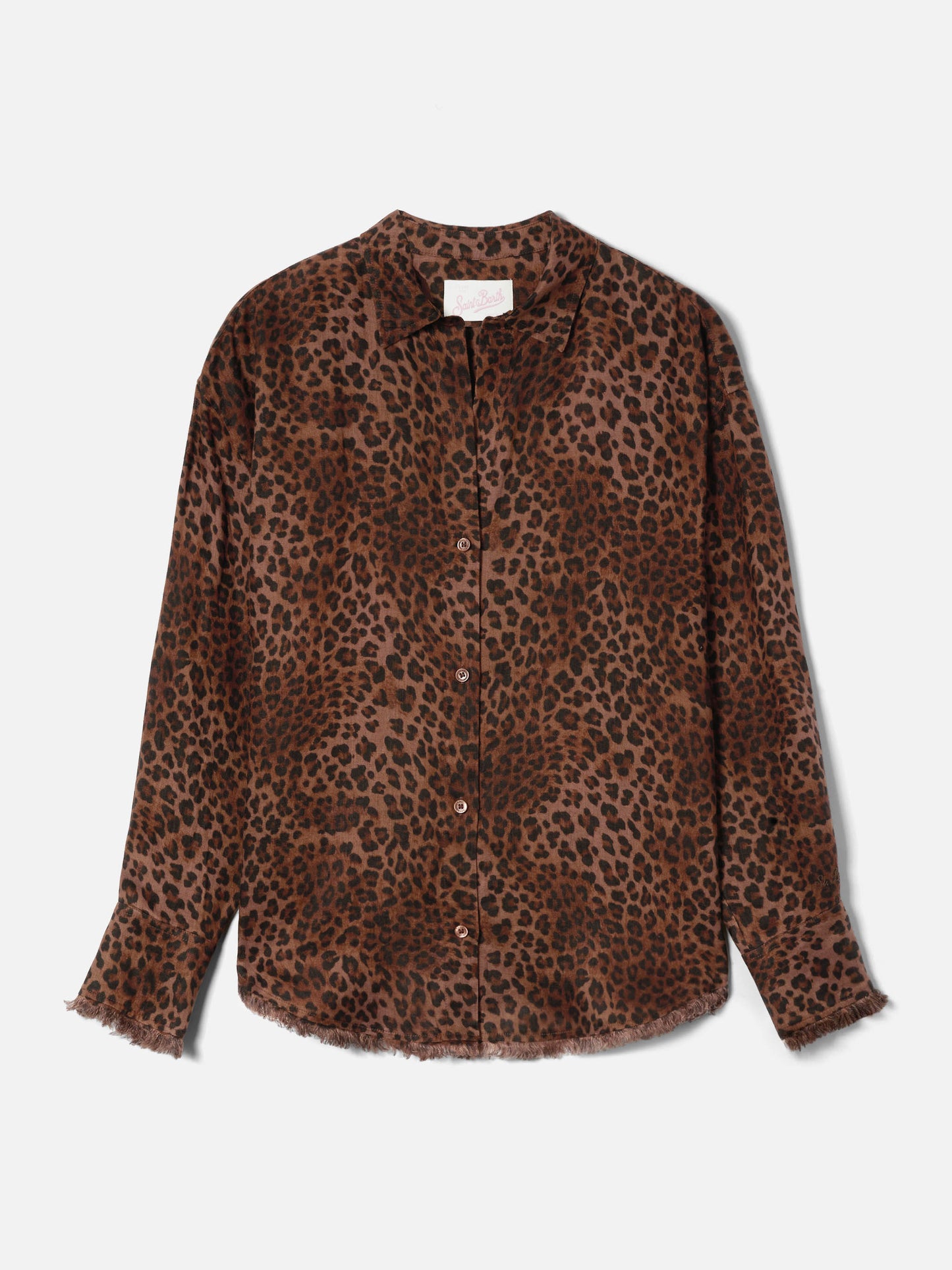 Cristal linen shirt with leopard print
