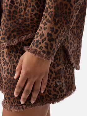 Cristal linen shirt with leopard print